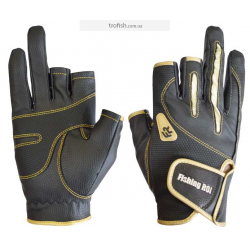  Fishing ROI  Перчатка спиннингиста Fishing ROI WK-04 black-gold  (c 2 пальц.)
