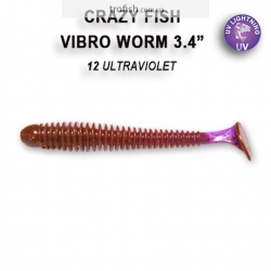 Crazy Fish Силиконовые приманки плавающие  Vibro Worm 3.4"