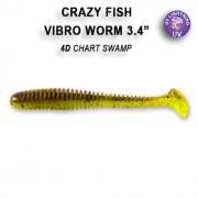 Crazy Fish Силиконовые приманки плавающие  Vibro Worm 3.4"