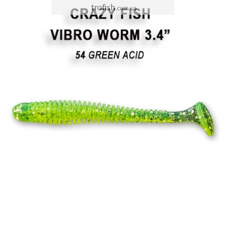 Crazy Fish Силиконовые приманки плавающие  Vibro Worm 3.4"