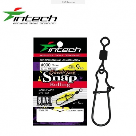 Застежка с вертлюжком Intech Quick lock Snap Rolling Matt black (5 шт)
