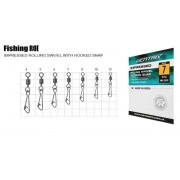 Вертлюг с застежкой Fishing ROI Impressed rolling swivel with hooked snap