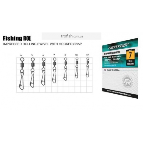 Вертлюг с застежкой Fishing ROI Impressed rolling swivel with hooked snap