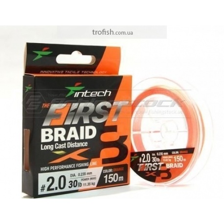 Шнур плетеный Intech First Braid X8 Orange 150m
